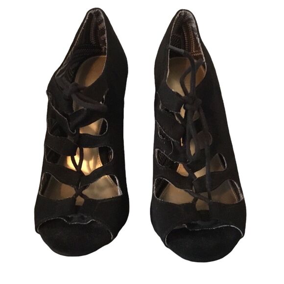 Christian Siriano for Payless Women’s Black Faux Suede Lace Up Heels Size 8.5 - Picture 2 of 8